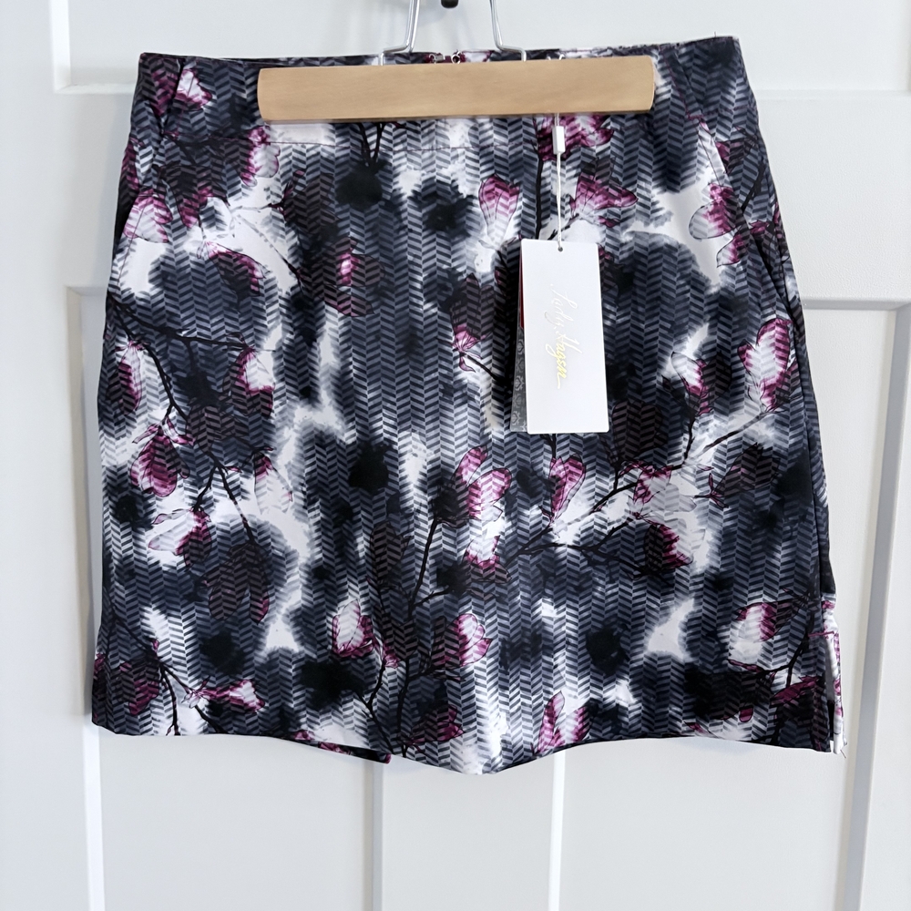 Lady Hagen Black and Pink Patterned Mini Skirt